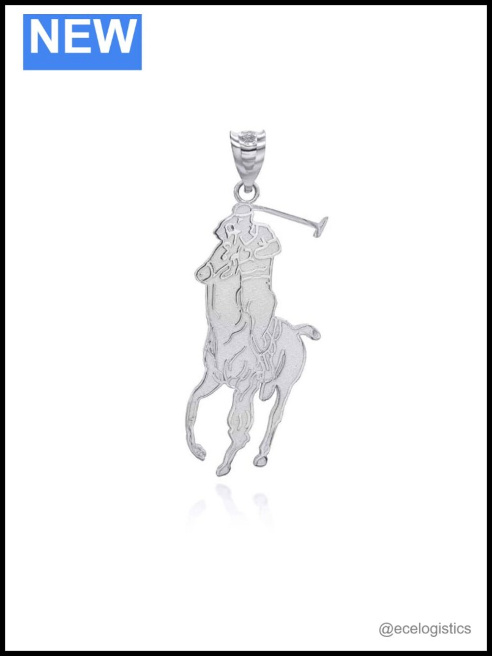Sterling Silver Polo Sport Horse Riding Pendant Necklace